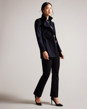 Manteau Ted Baker Funnel Neck Wrap Bleu Marine Femme | IHO-28385916